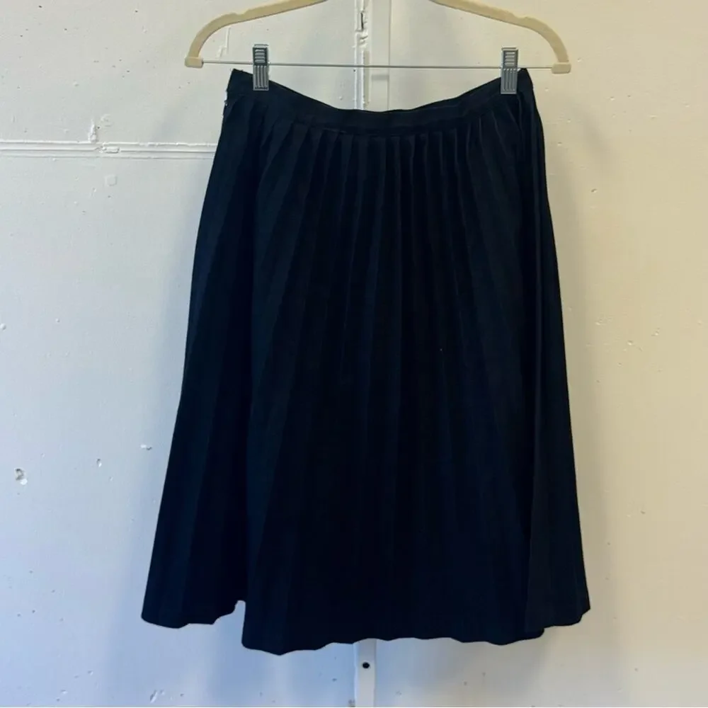 Manoush Minimalist Pleated High‎ Waist Denim Skirt Knee Length Dark Navy Sz 6